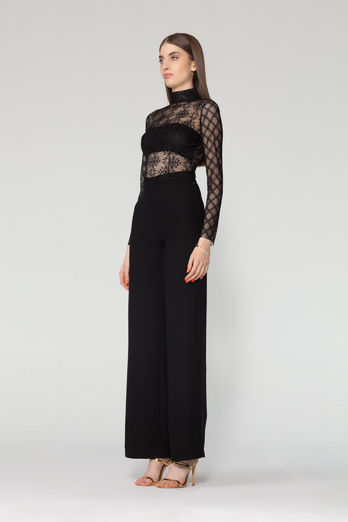 Long Sleeve Turtleneck Lace Top